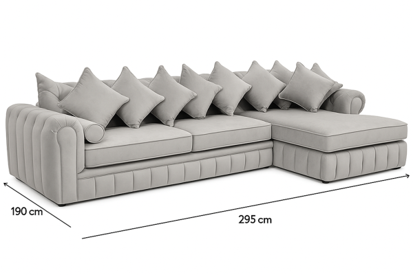 Ashton Full Chesterfield Linings Open-End Sofa – 190x295 cm - Image 2