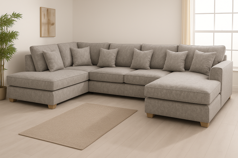 Bishop U-Shaped Sofa – 180x310x180 cm with High-Back and Scatter Back Cushions